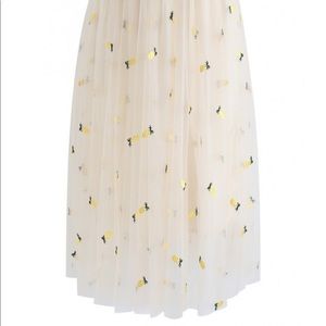 high waisted mesh printed skirt